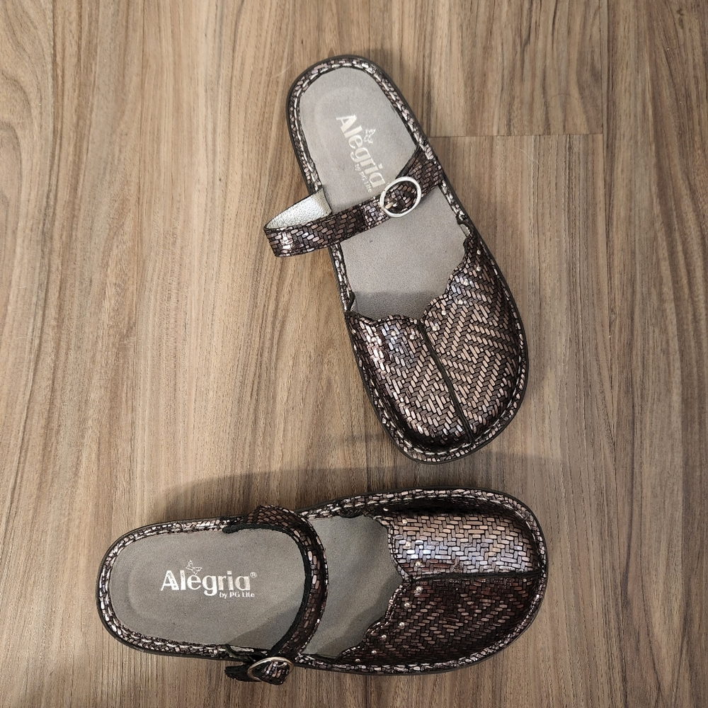 Alegria silver metallic Tuscany sandals nwot